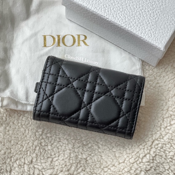 Auth Dior Quilted Logo Charm Key Holder Wallet - Black w/ Gold Hardware - Picture 8 of 13
